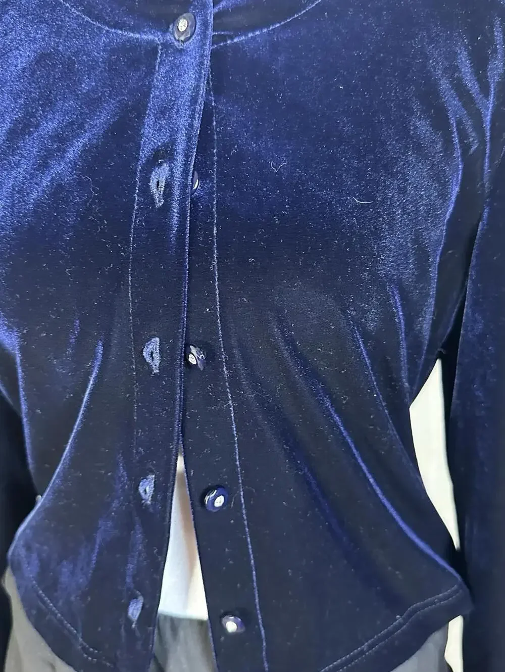 y2k Ronnie Nicole Blue Velvet Cardigan Vintage Whimsigoth winter glam Sz 8